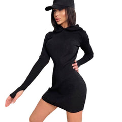 Sport Style Weave Spring Hot Girl Long Sleeve Dress