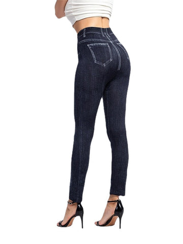 Women's Casual Print Elasticity Stripe Denim Pants