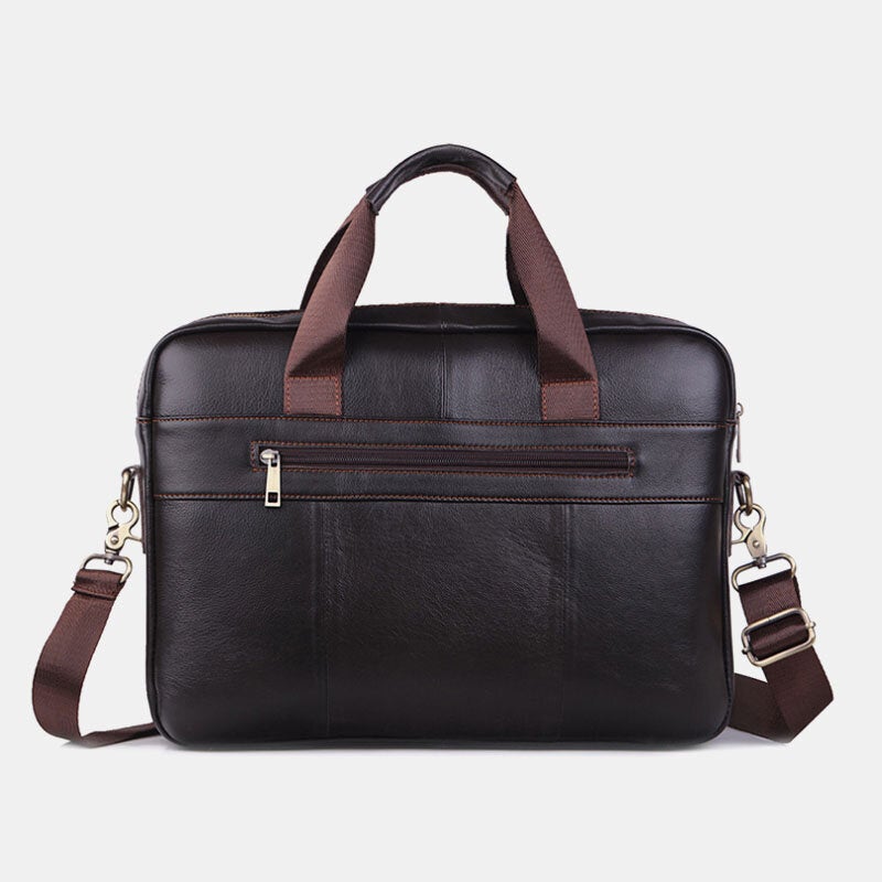 Men's Genuine Leather Multi-Function Travel Handbag & Crossbody Bag