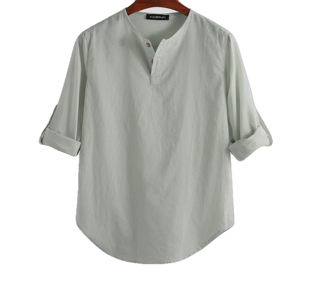 Cotton Solid Basic Men Tops Leisure Casual Shirt - Sheseelady