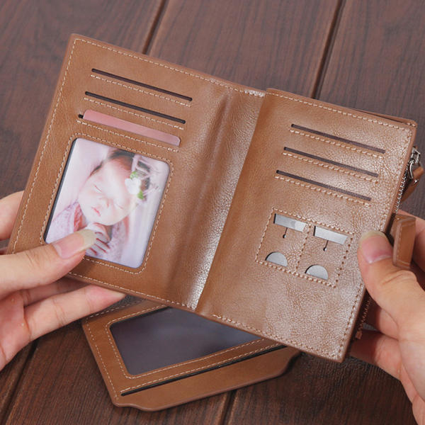 Men Women Faux Leather Retro Personalized Wallet Card Holder Coin Purse