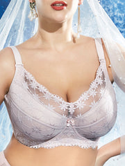 Lace See Through Full Coverage Gather Push Up Minimizer Bra