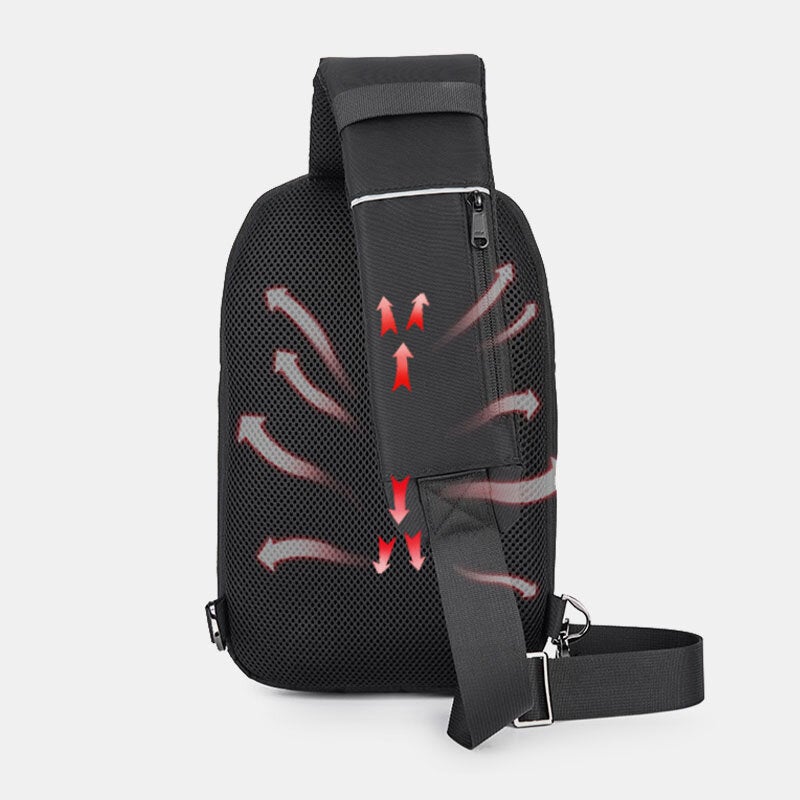 Men's Waterproof Crossbody Bag with USB & Headphone Port - Large Capacity
