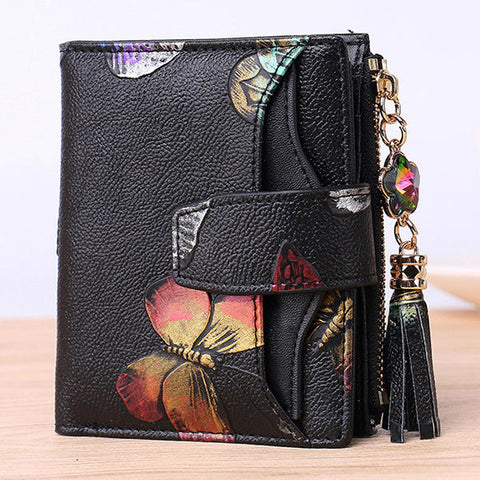 Women Vintage 11 Card Slots Embossed Casual Floral Coin Purse Wallet