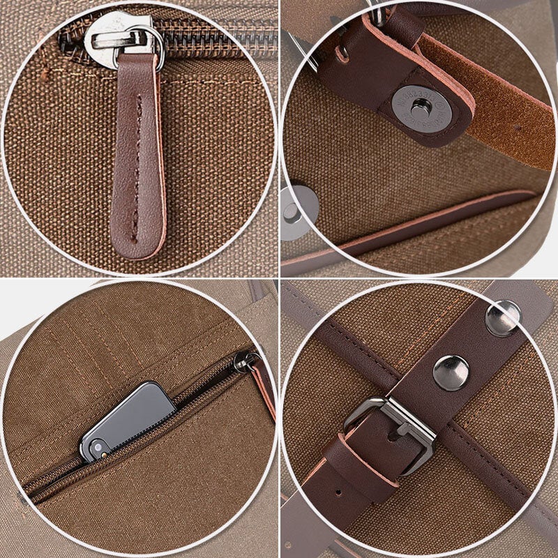 Men's Vintage Canvas Laptop Messenger Bag - Large, Water-Resistant, Crossbody Shoulder Bag