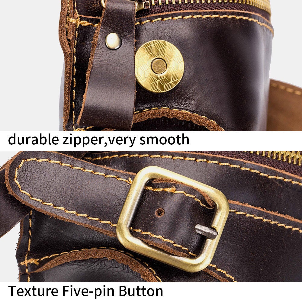 Men's Leather Anti-theft Waterproof Phone Bag, Vintage Crossbody & Waist, Fits 6.5" Devices