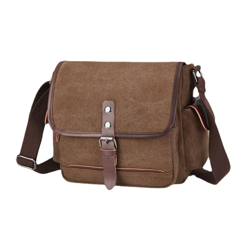 Men's Vintage Canvas Laptop Messenger Bag - Large, Water-Resistant, Crossbody Shoulder Bag