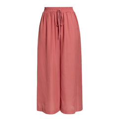 Elastic High Waist Wide Leg Solid Lace Up Trousers Street Wear Pants - Sheseelady