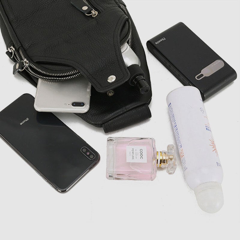 Men's Retro Leather Crossbody Sling Bag - Large Capacity