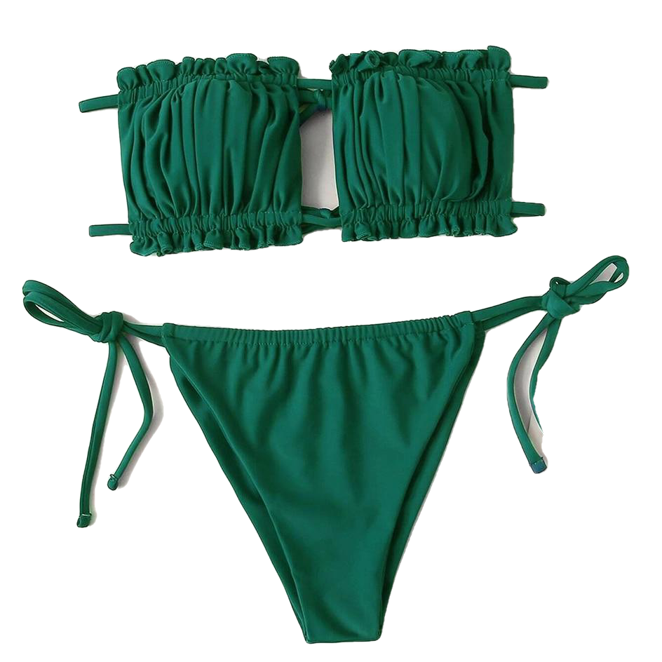 Spice Girls' Pleated Bandeau & Mini Thong Beachwear