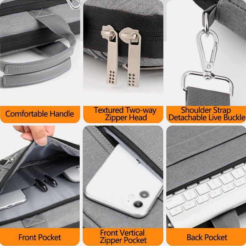 Men's Nylon Shockproof Waterproof Laptop Briefcase - Teacher Crossbody Shoulder Bag