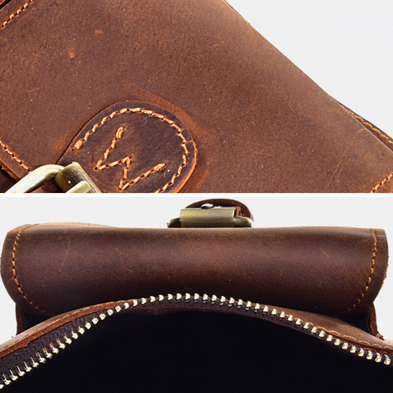 Men's Vintage Leather Crossbody Bag - Durable Multi-functional Waist Belt Bag