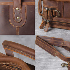 Men Vintage Multifunction Wear-Resistant Faux Leather Large Capacity Business Briefcases Handbag