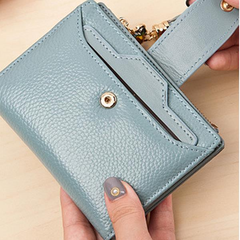 Women Casual Genuine Leather Purse 19 Card Slot Tassel Short Wallet