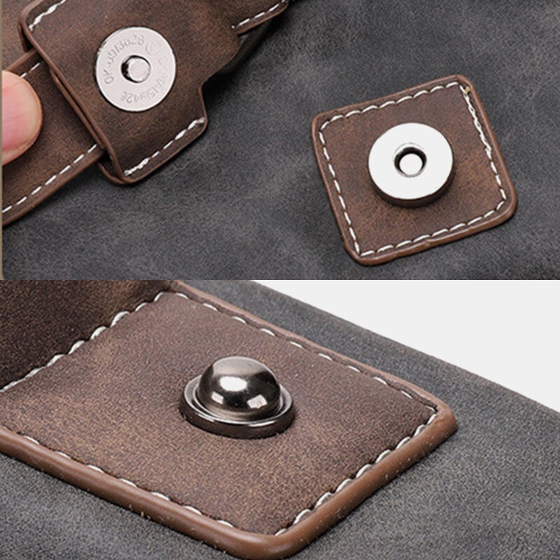 Men's Vintage PU Leather Waterproof Crossbody Shoulder Bag - Large Capacity