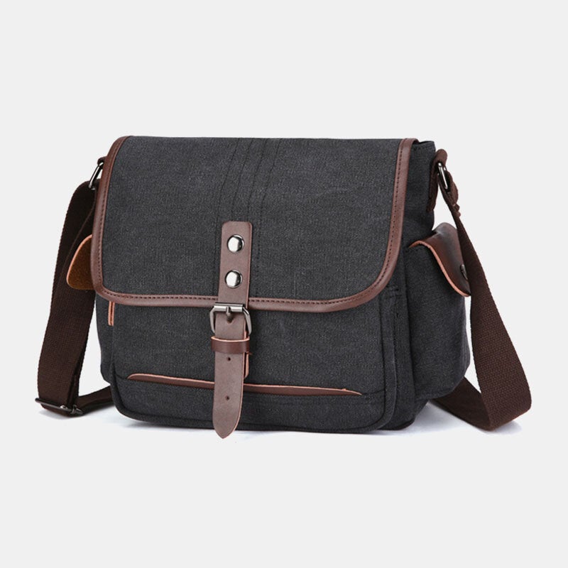 Men's Vintage Canvas Laptop Messenger Bag - Large, Water-Resistant, Crossbody Shoulder Bag