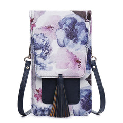 Women Casual Multi-Color Flower National Card Holder Phone Bag Crossbody