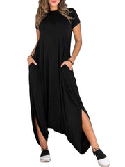 Elasticated Halon Solid Jumpsuit With Pockets For Women