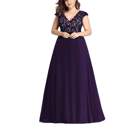 Elegant Burgundy A-Line Sleeveless Lace Dress - Sheseelady