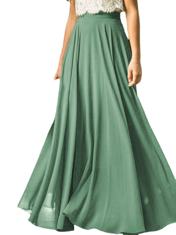 Women Solid Color Elegant Long Mesh Skirts