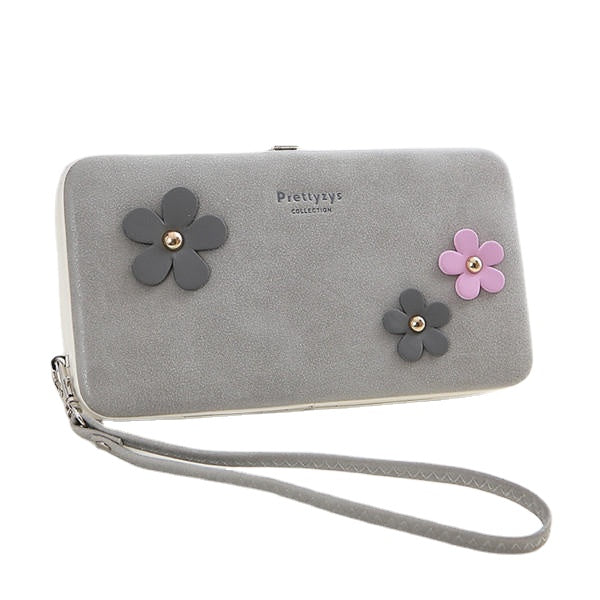 Women Flower 5.5 Inch Phone PU Wallet Case Cover Long Purse For Iphone Huawei Xiaomi