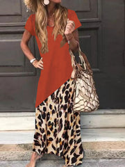 Leisure Leopard European Style Summer Blouse Wirh Pocket For Women