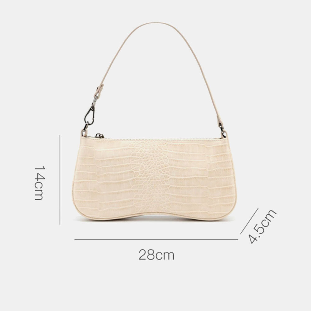 Women PU French Avocado Stick Bag Small Crowd Vintage Crocodile Pattern Women's One Shoulder Underarm Handbags