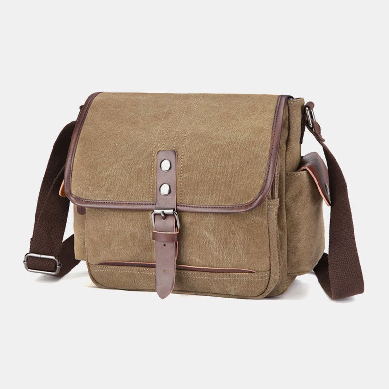Men's Vintage Canvas Laptop Messenger Bag - Large, Water-Resistant, Crossbody Shoulder Bag
