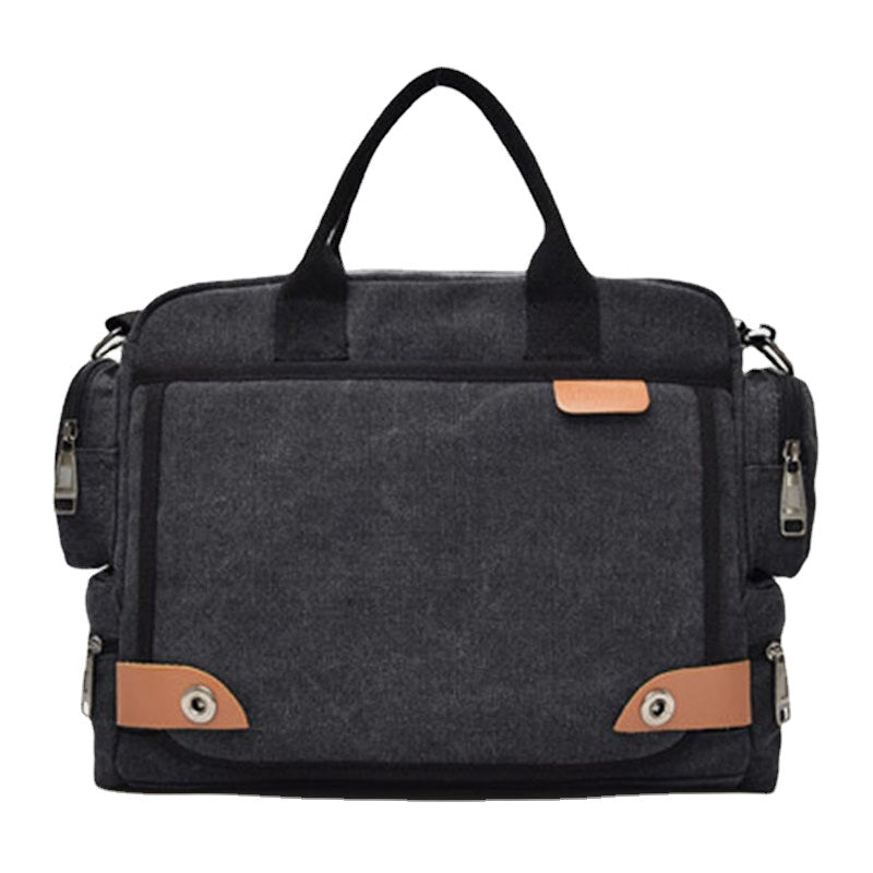 Men's Canvas Multi-pocket 13.3" Laptop Crossbody Shoulder Bag Briefcase