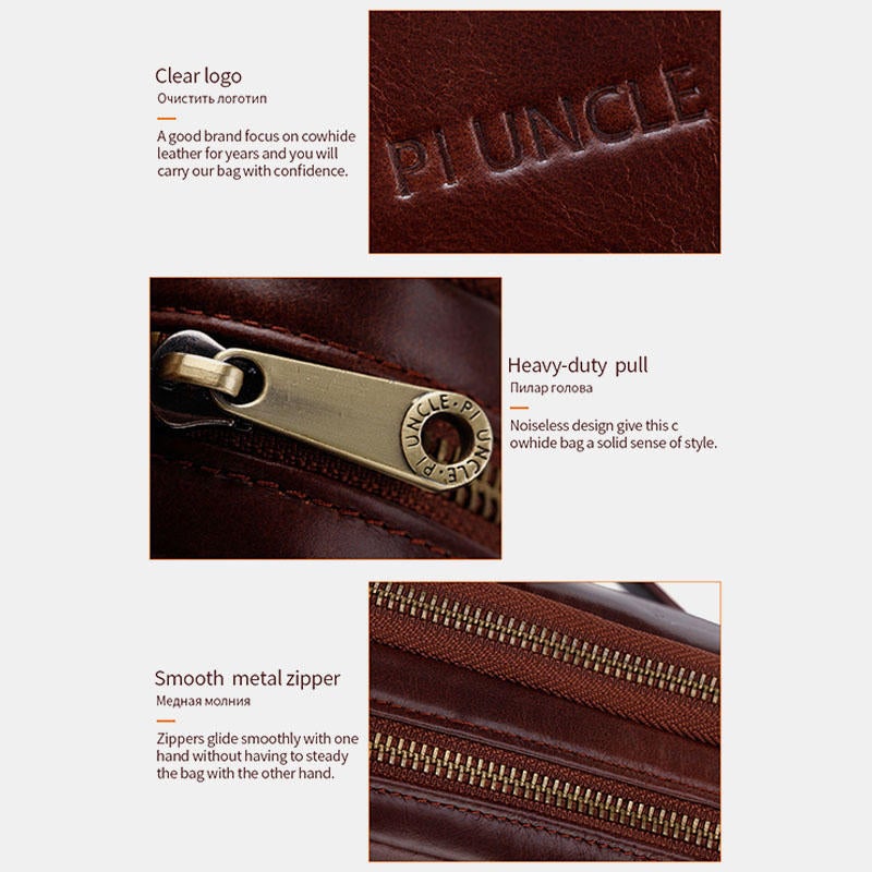 Men's Genuine Leather Large Capacity Business Clutch Bag for Office