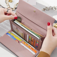 Women Fashion Phone Bag Artificial Leather Multi-functional Long Wallet 9 Card Slots Clutch