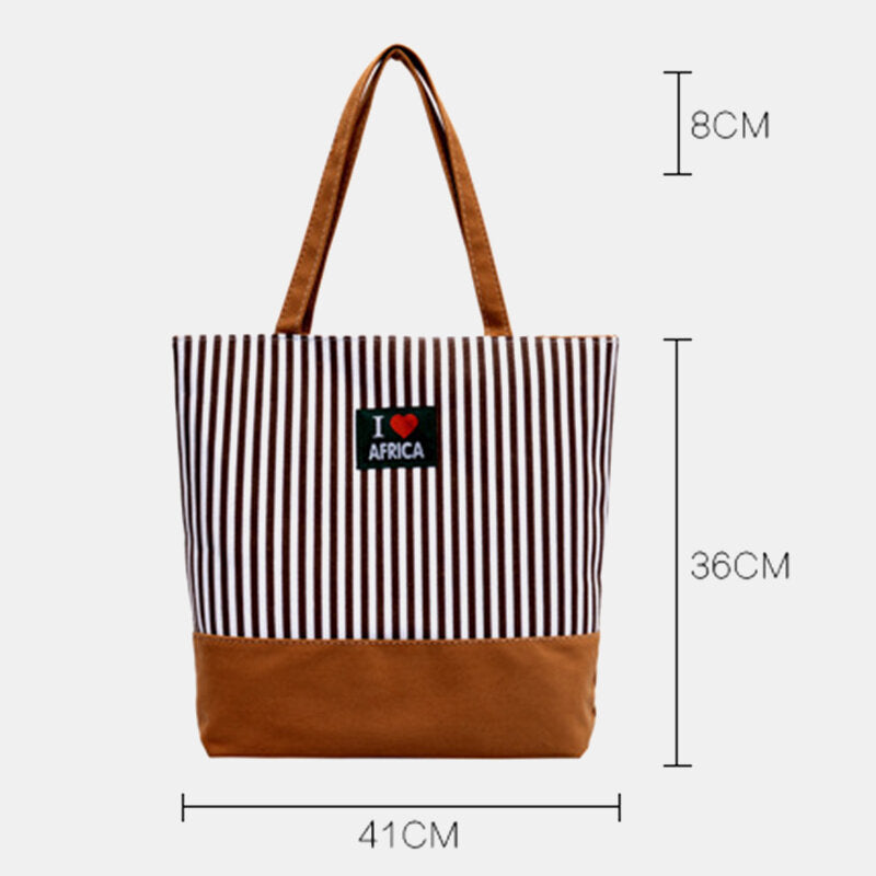 Women Striped Large Capacity Casual Tote Shoulder Bag Shopping