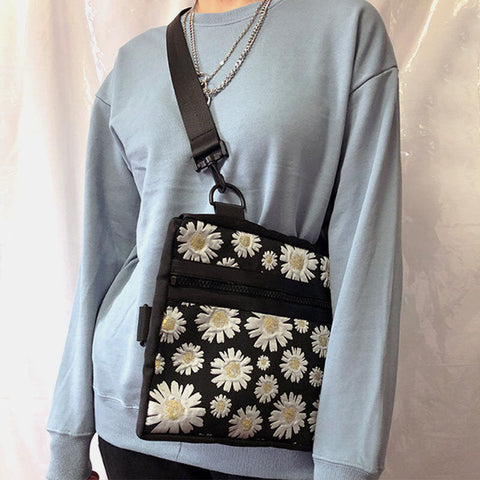 Women Daisy Casual Flower Nylon Crossbody Bag Shoulder