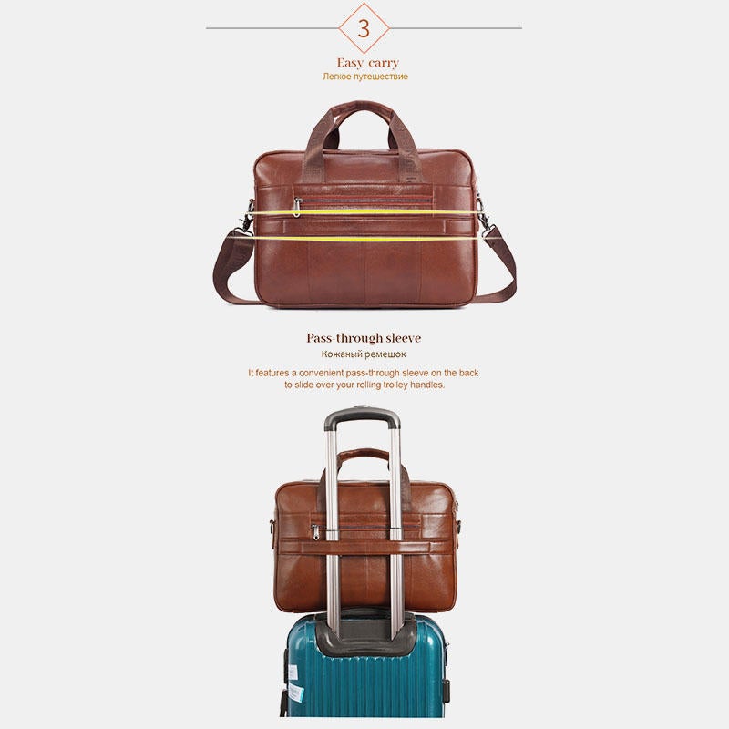 Men's Large Capacity Genuine Leather Business Messenger Bag