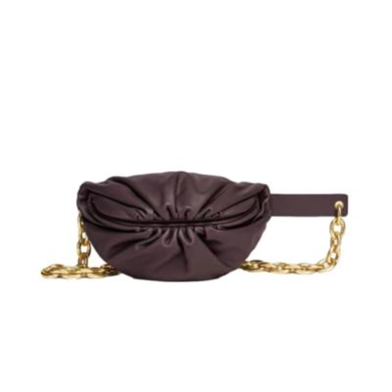 Stylish Women's Cowhide Waist Bag With Big Adjustable Metal Chains