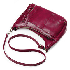 Women Multi-pockets Solid Wax Oil Skin Faux Leather Shoulder Bag Crossbody