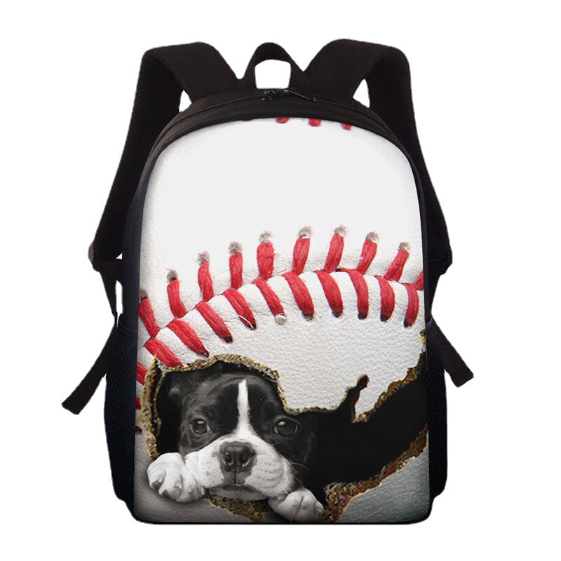 Unisex Dacron Large Capacity Cat Dog in the Baseball Football Pattern Printing Backpack School Bag