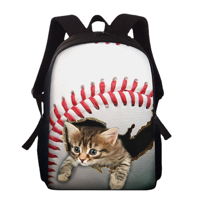 Unisex Dacron Large Capacity Cat Dog in the Baseball Football Pattern Printing Backpack School Bag