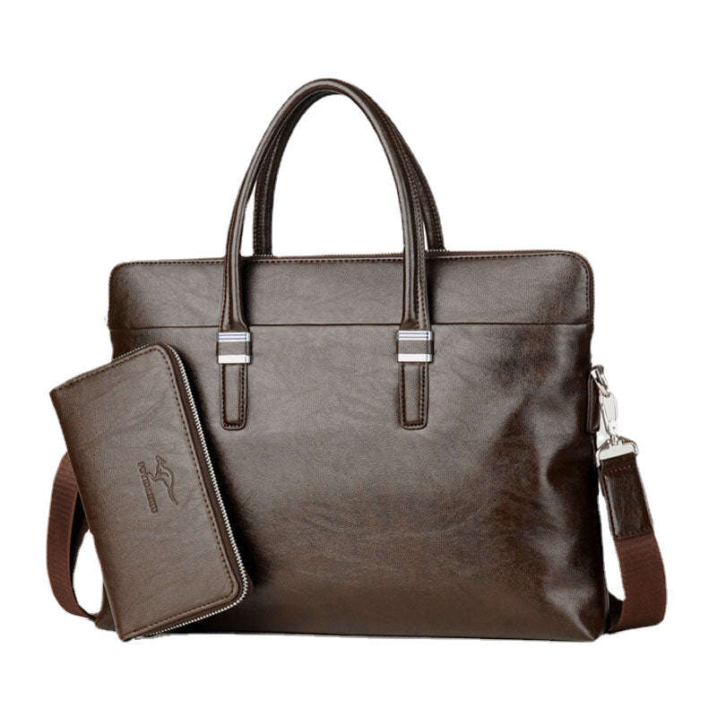 Men Business Large Capacity Waterproof Solid Color Crossbody Bag Handbag