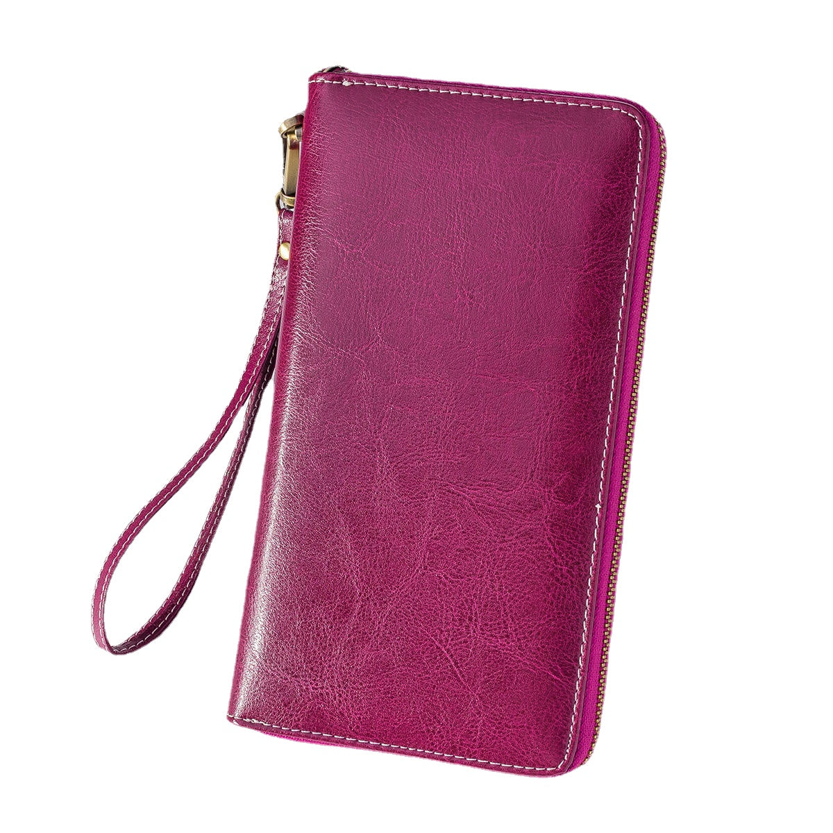 Women Rfid Antimagnetic Genuine Leather Zipper Wallet Multi-layer Card Holder Phone Bag Purse