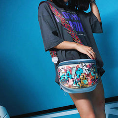 Women Fashion Multi-carry Bag Hip-Hop Graffiti Colorful Crossbody