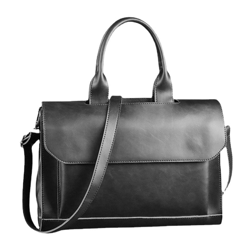 Men's Retro PU Leather Multi-Compartment Briefcase Messenger Bag