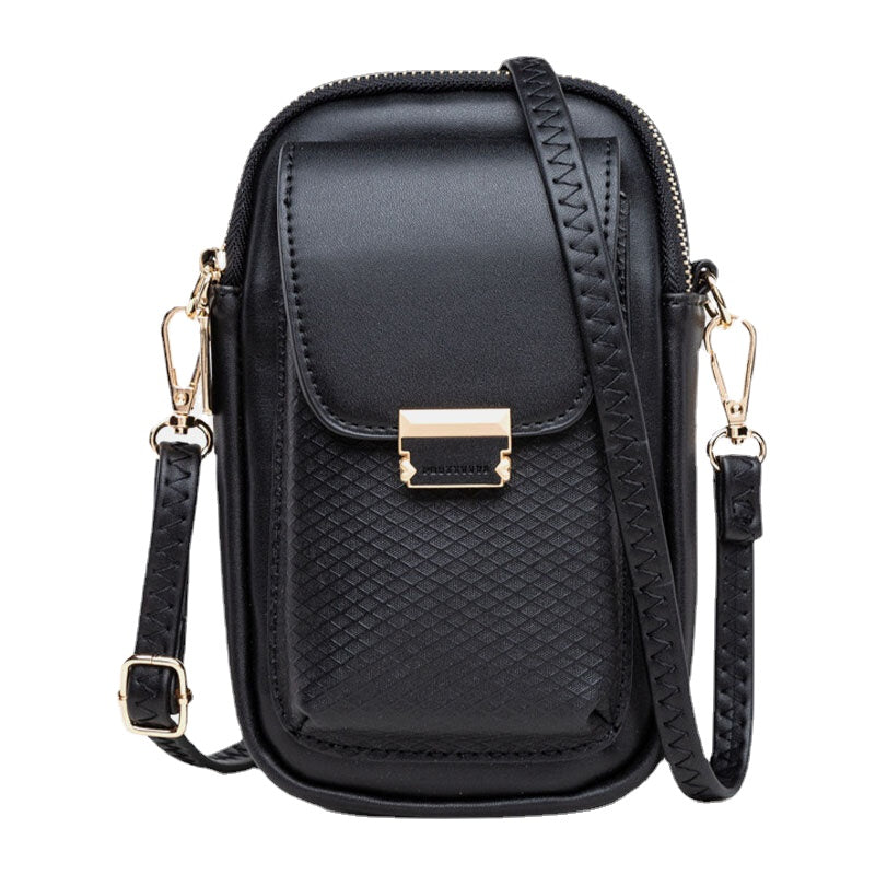 Women Solid Zipper Phone Bag Crossbody Shoulder