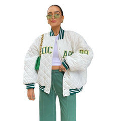 Fashion Letters Spring Loose Slim Looking Embroidered Coat Baseball Uniform