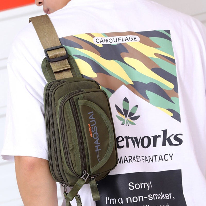 Men's Waterproof Camouflage Sling Bag with Multi-Pockets for Outdoor Use