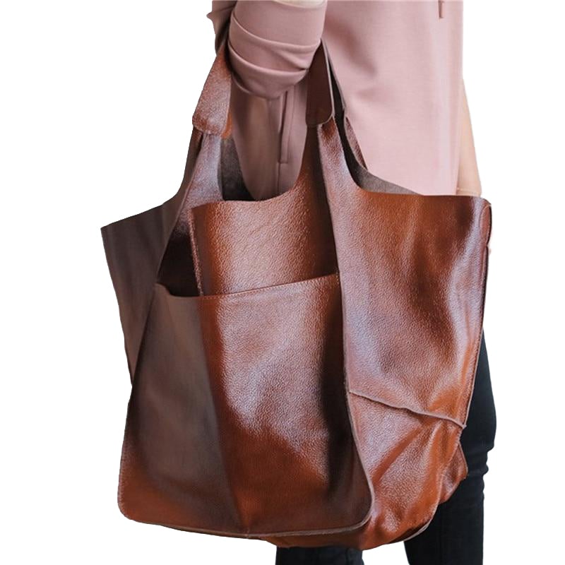 Luxury Casual Women's Large Capacity Soft Leather Tote Bag
