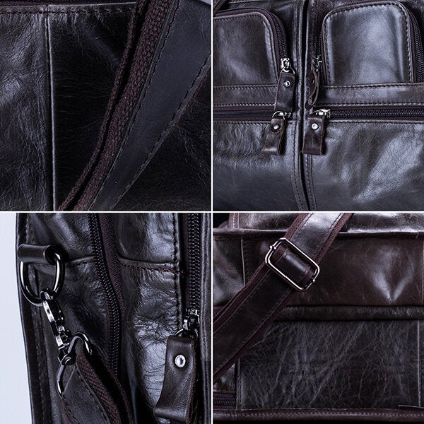 Men's Genuine Leather 13.3" Laptop Briefcase - Large Capacity Business Handbag