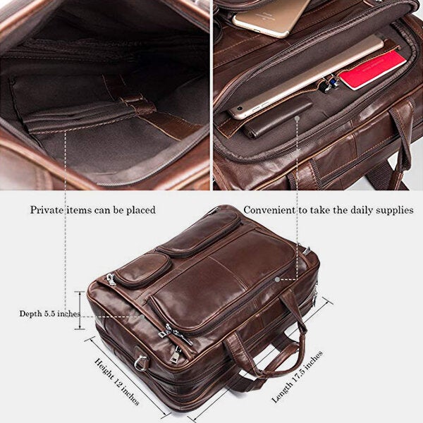 Men's Waterproof 15.6" Laptop Briefcase - Multi-pocket Business Handbag & Crossbody Bag