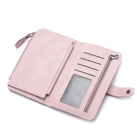 Women Faux Leather Touch Screen Phone Purse 8 Card Slot Multi-function Wallet