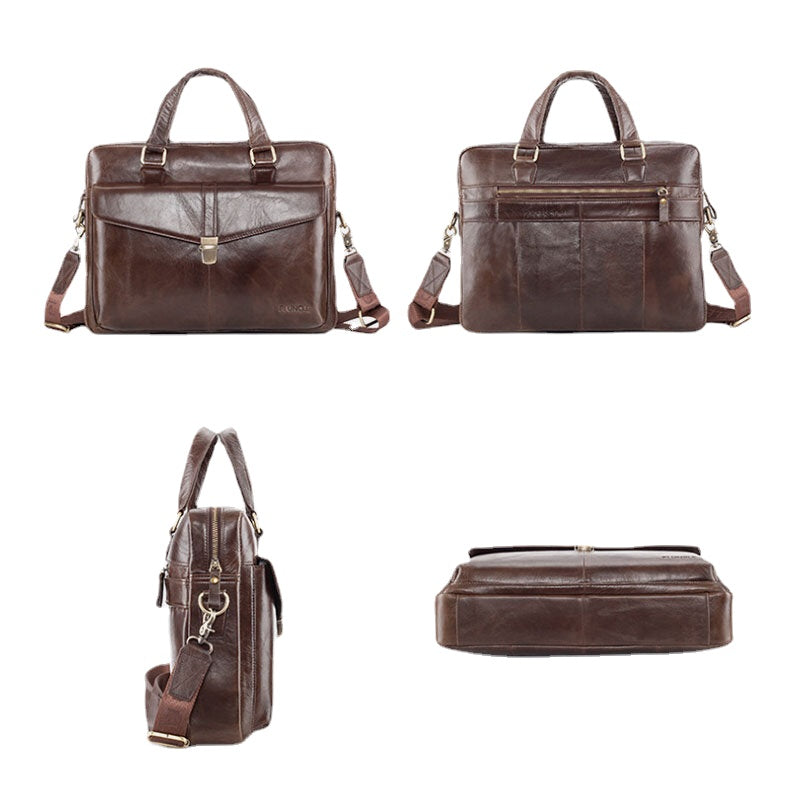 Men's Genuine Leather Multi-Function Retro Large Capacity Shoulder & Crossbody Bag